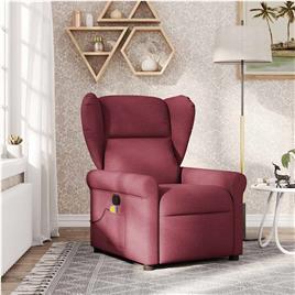 vidaXL Poltrona de massagens reclinável tecido vermelho tinto