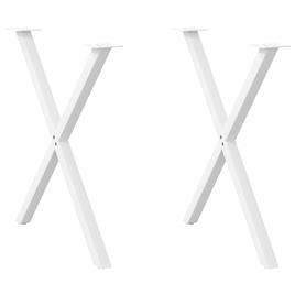 vidaXL Pernas p/ mesa de jantar 2 pcs forma X 80x(72-73) cm aço branco