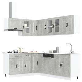 vidaXL 11 peças armário de cozinha conjunto Kalmar concreto cinza