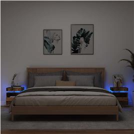 vidaXL Mesas de cabeceira c/ luzes LED 2pcs 40x39x48,5cm madeira velha