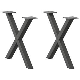 vidaXL Pernas mesa centro 2 pcs forma de X 60x(42-43) cm aço antracite