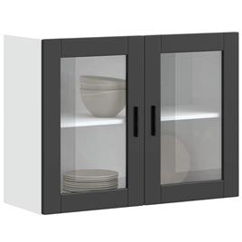 vidaXL Armário de parede de cozinha com porta de vidro Porto preto