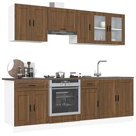 vidaXL 8 peças armário de cozinha conjunto Kalmar carvalho castanho