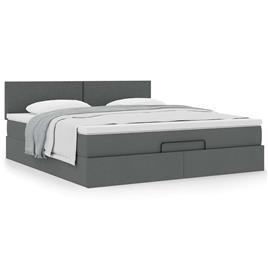 vidaXL Estrutura de cama otomana com colchão tecido cinzento escuro