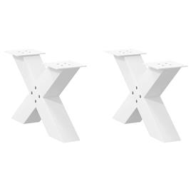 vidaXL Pernas mesa centro 2 pcs em forma de X 60x(30-31) cm aço branco