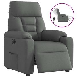 vidaXL Poltrona reclinável elétrica tecido cinzento-escuro
