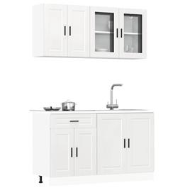vidaXL 4 peças armário de cozinha conjunto Kalmar branco brilhante