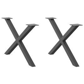 vidaXL Pernas mesa centro 2 pcs forma de X 70x(42-43) cm aço antracite