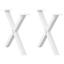 vidaXL Pernas mesa centro 2 pcs em forma de X 50x(42-43) cm aço branco