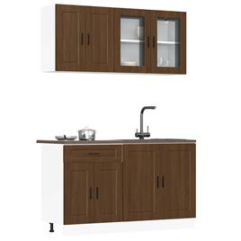 vidaXL 4 peças armário de cozinha conjunto Kalmar carvalho castanho