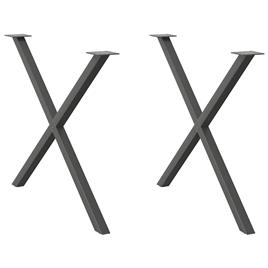 vidaXL Pernas p/ mesa de jantar 2 pcs em forma de X 90x(72-73) cm aço