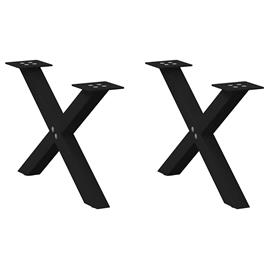 vidaXL Pernas mesa centro 2 pcs em forma de X 60x(30-31) cm aço preto