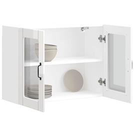 vidaXL Armário parede de cozinha porta vidro Lucca branco brilhante