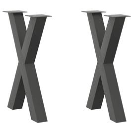 vidaXL Pernas p/ mesa de jantar 2 pcs em forma de X 50x(72-73) cm aço