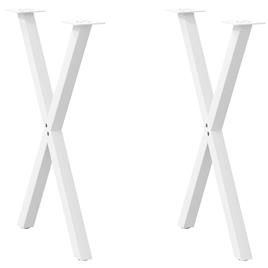 vidaXL Pernas p/ mesa de jantar 2 pcs forma X 60x(72-73) cm aço branco