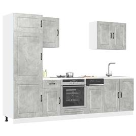 vidaXL 7 peças armário de cozinha conjunto Kalmar cinzento cimento