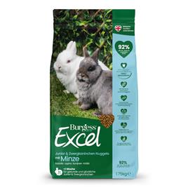 Burgess Excel Junior & Dwarf Rabbit Nuggets com menta - 1,75 kg