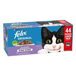 Felix Original Mix em gelatina 44 x 85 g - Mix (salmão, atum, carne de vaca, frango)