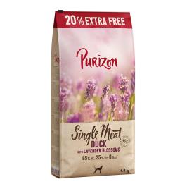 Purizon 14,4 kg ração para cães em promoção: 12 + 2,4 kg grátis! - Single Meat Pato