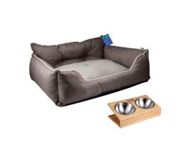 Cama para animais de estimação + comedouro duplo