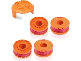 Conjunto de 4 Carretéis de Linha de Reposição para Aparador de Borda Worx Wa0010 Compatível com Worx Wg180 Wg163 Wa0010 com 1 Capa AQSACOKIYA
