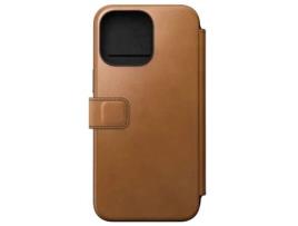 Capa Fólio para iPhone 15 Pro Max NOMAD Pele Castanho .