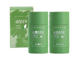 Conjunto de 2 Máscaras Purificantes com Argila e Chá Verde para Controlar a Oleosidade Anti-Acne Beringela Fina Sólida e Limpa Comedo ZHUODIKE