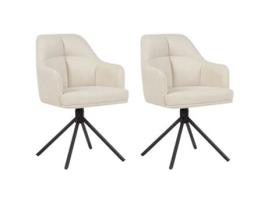 Juego de 2 sillas giratorias tapizadas BELIANI Mira de Poliéster Beige 46x60x84