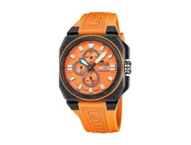 Relógio LOTUS Chrono 18976/6 Homem Quadrado Fibra de Carbono Bracelete de Borracha Laranja