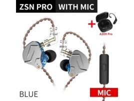 Kz Zsn Pro Auscultadores no Monitor de Ouvido Tecnologia Híbrida Auscultadores 1Ba + 1Dd Hifi Bass Phone Metal Wired Headset com Microfone