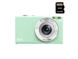 Câmera Compacta Digital KLACK Dc402Af 48Mp Resolução 4K 2 8 Polegadas Tela 32Gb Verde