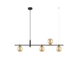 Candeeiro de Teto Preto com 4 Vidros Dourados ITALUX