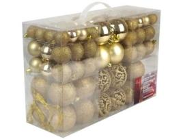 Mala para Presentes de Natal GOBRO 100 Peças Enfeites de Natal Dourados