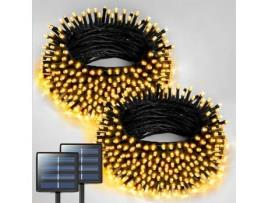 Pacote com 2 Solares para Exteriores-22M 200Led Light String À Prova D'Água com 8 Modos com Controle Remoto para Decoração de Natal CHRUI Amarelo