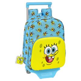 Mochila Escolar com Rodas Spongebob Positive Vibes Amarelo Azul Claro (26 x 11 x 67 cm)