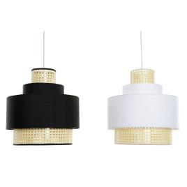 Candeeiro de teto DKD Home Decor Poliéster Rotim 25W 220 V Marrom claro (2 pcs) (35 x 35 x 44 cm)