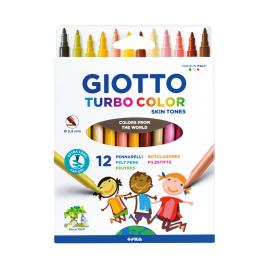 GIOTTO Canetas de Feltro Cores do Mundo, Ponta de 2,8 mm, 12 Unidades Tons de Pele