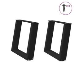 Conjunto 2 Perna da mesa de centro VIDAXL Preto Aço
