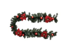 Grinalda de Natal Poinsétias Vermelhas Bolas Plásticas Vermelhas 2M FEERIC LIGHTS & CHRISTMAS