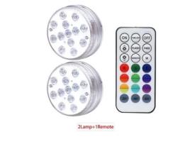 Projetor 1 Controlador 2 Lâmpadas Led Submersível Luz Submersa com Controle Remoto Rf Ideal para Lago de Piscina Ou Suporte de Vaso GOTOTOP