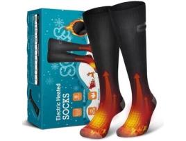 Meias Elétricas Aquecidas SURENHAP Usb Ajuste de 3 Velocidades para Caminhadas de Esqui Preto