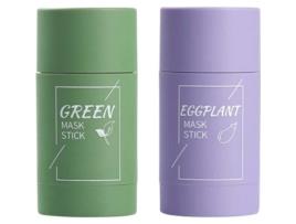 2 Pçs Chá Verde Purificando Argila Vara Máscara de Controle de Óleo Anti-Acne Berinjela Fina Sólida Limpeza Profunda ZHUODIKE