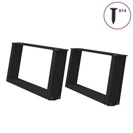 vidaXL Pernas mesa centro 2 pcs em forma de U 60x(30-31) cm aço preto