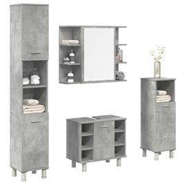 vidaXL 4 pcs conj. móveis casa banho derivados madeira cinza cimento