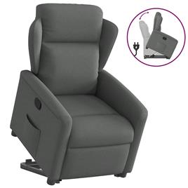 vidaXL Poltrona reclinável elevatória tecido cinzento-escuro