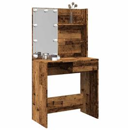 vidaXL Toucador com luzes LED 74,5x40x141 cm madeira velha
