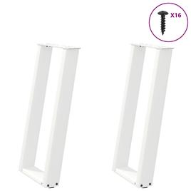 vidaXL Pernas mesa console 2 pcs forma de U 38x(72-73)cm aço branco