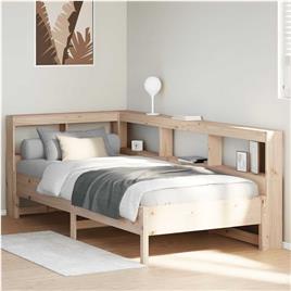 vidaXL Cama com estante sem colchão 100x200 cm pinho maciço