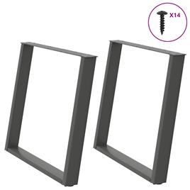 vidaXL Pernas p/ mesa de jantar 2 pcs em forma de U 90x(72-73) cm aço