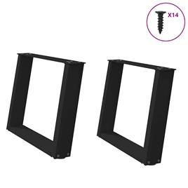 vidaXL Pernas mesa centro 2 pcs em forma de U 70x(42-43) cm aço preto